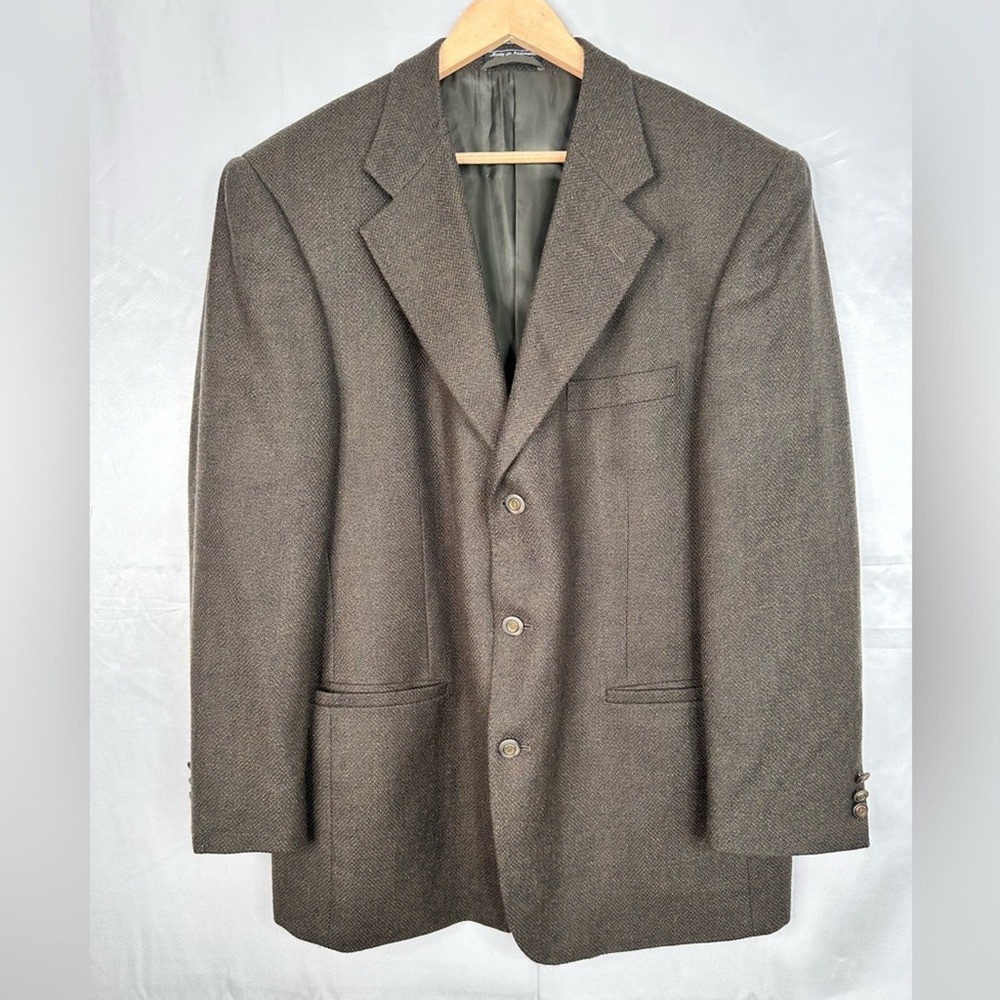 Bert Pulitzer Mens Brown 100% Lambswool Tweed 3 Button Blazer Sport Coat RN84126